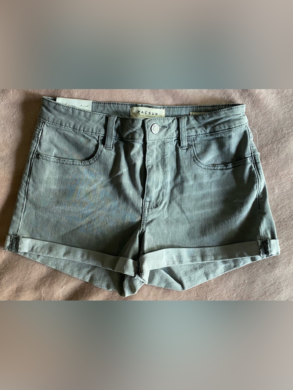 Pacsun Women's Light Gray Jean Shorts with Roll Cuff